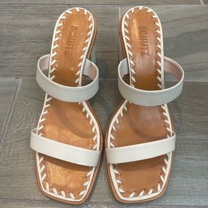 Schutz Block Heel- Nancy Mule in Off White